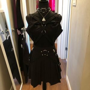 Killstar Black Harness Pleated Skirt in Size XXLarge